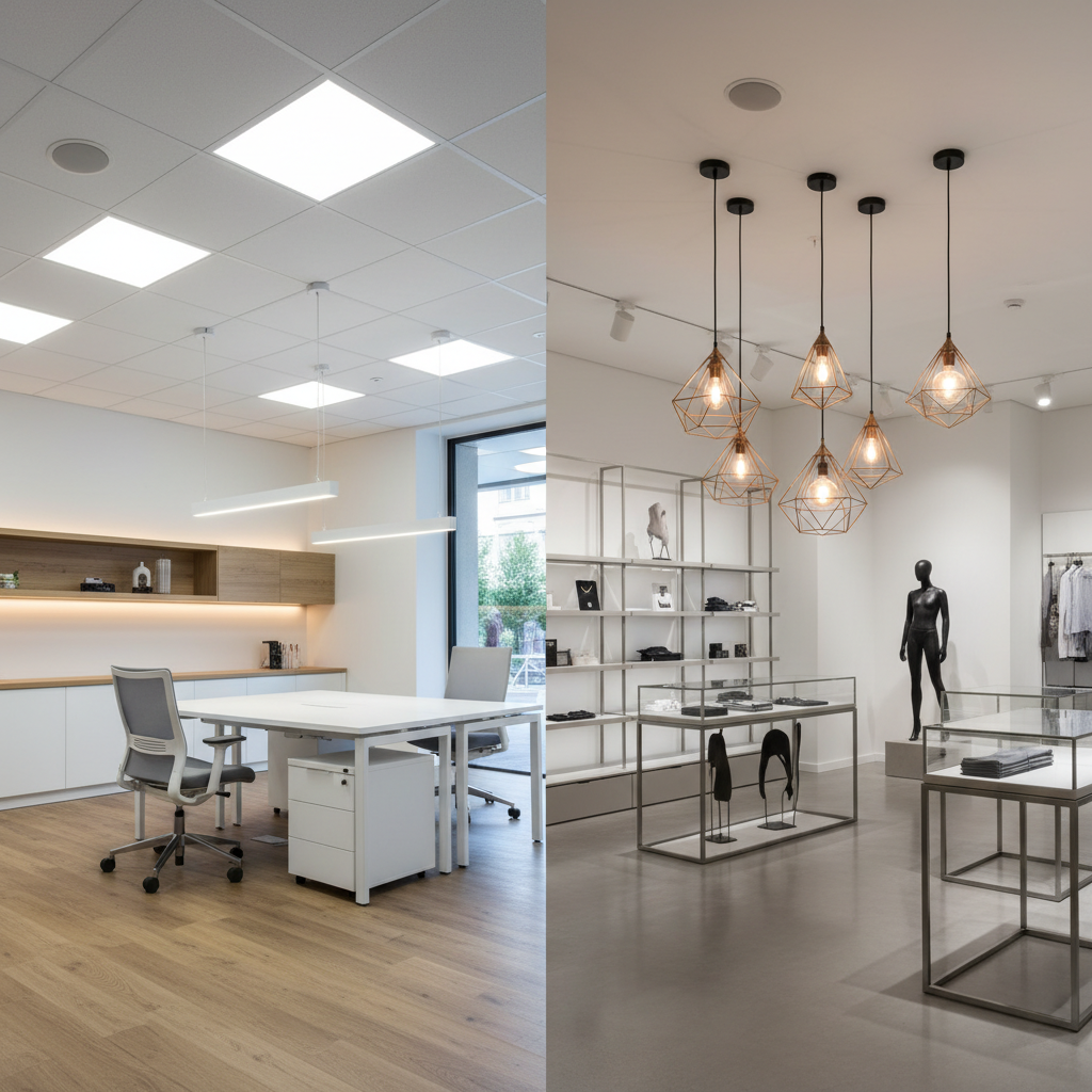 Modern commercial lighting solutions for office and retail spaces
